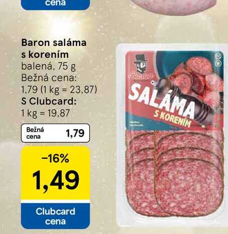 Baron saláma s korením balená, 75 g