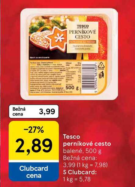 Tesco perníkové cesto balené, 500 g