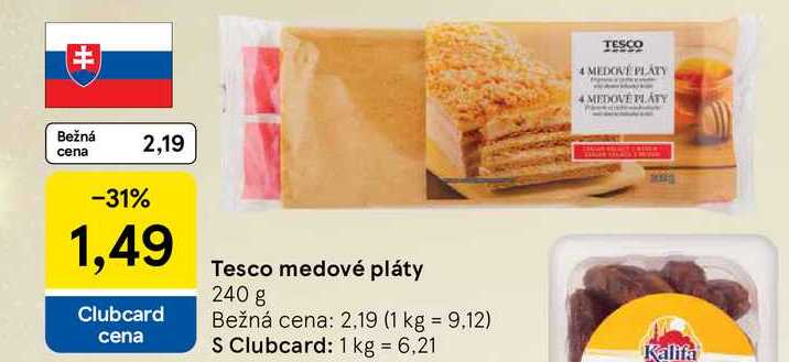 Tesco medové pláty 240 g