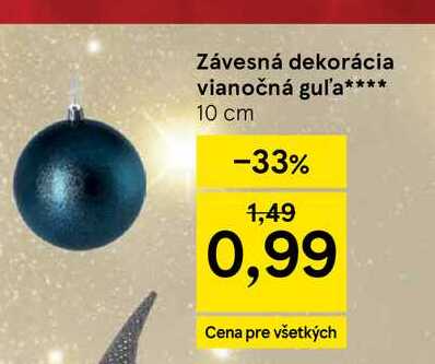 Závesná dekorácia vianočná gul'a 10 cm 