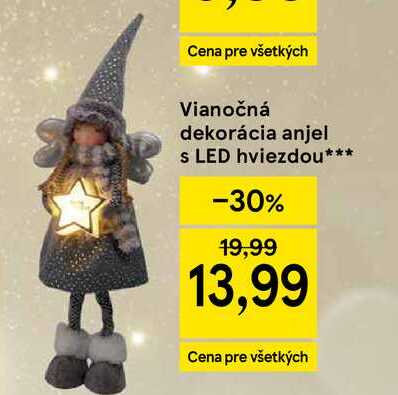 Vianočná dekorácia anjel s LED hviezdou