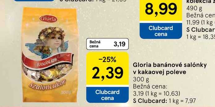 Gloria banánové salónky v kakaovej poleve 300 g 