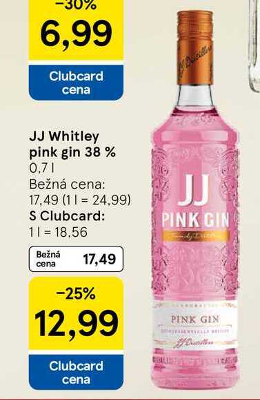 JJ Whitley pink gin 38 % 0,7l v akcii