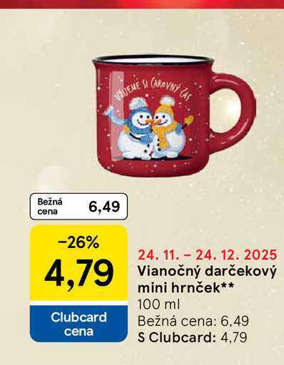 Vianočný darčekový mini hrnček 100 ml 