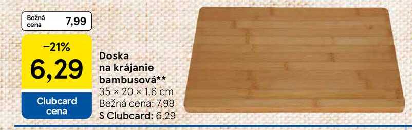Doska na krájanie bambusová 35 × 20 × 1,6 cm 
