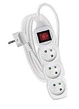 EMOS PREDLŽOVACÍ KÁBEL S VYPÍNAČOM BIELY, 3 ZÁSUVKY