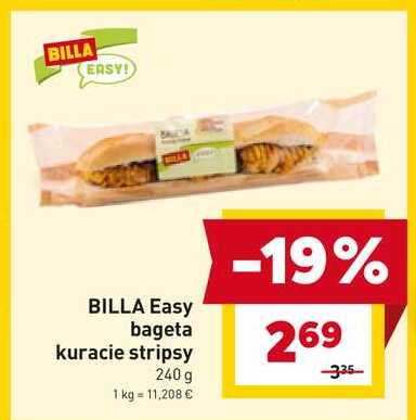BILLA Easy bageta kuracie stripsy 240 g