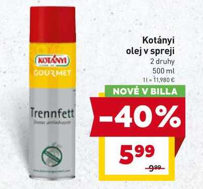 Kotányi olej v spreji 2 druhy 500 ml