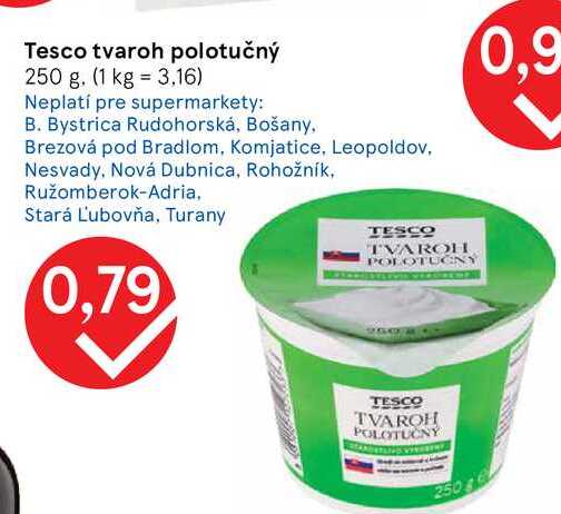 Tesco tvaroh polotučný 250 g