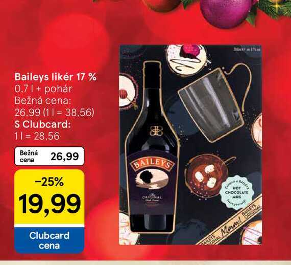 Baileys likér 17 % 0.7l + pohár 