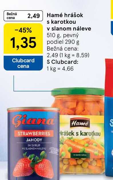 Hamé hrášok s karotkou v slanom náleve 510 g