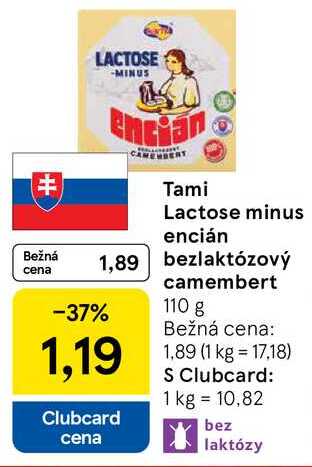 Tami Lactose minus encián bezlaktózový camembert 110 g