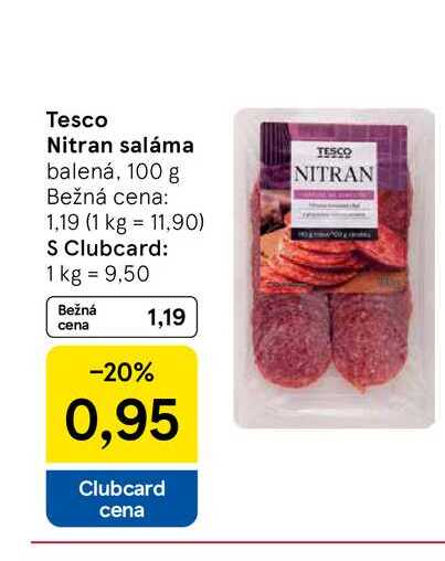 Tesco Nitran saláma balená, 100 g