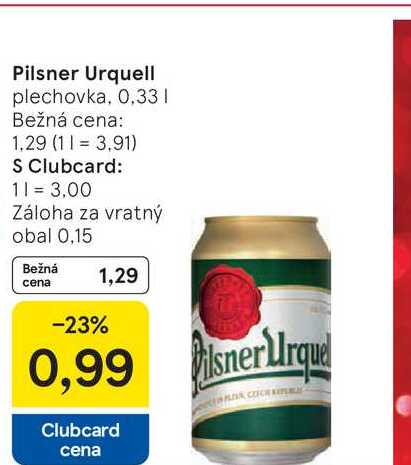 Pilsner Urquell plechovka, 0,33l