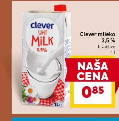 Clever mlieko 3,5% trvanlivé 1l