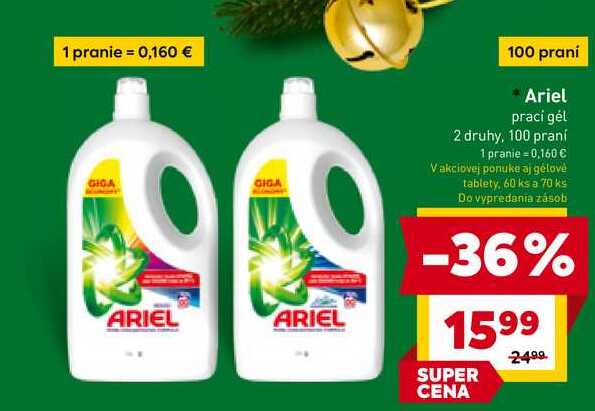 Ariel praci gél 2 druhy, 100 praní