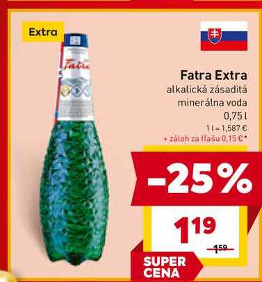 Fatra Extra alkalická zásaditá minerálna voda 0,75l