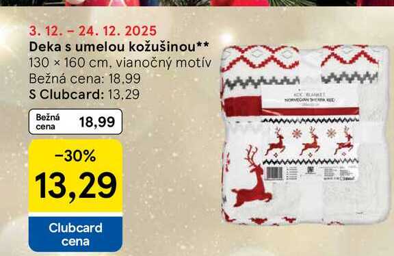 Deka s umelou kožušinou 130 x 160 cm