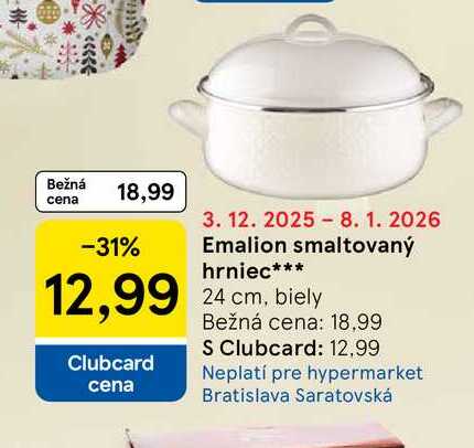 Emalion smaltovaný hrniec 24 cm, biely 