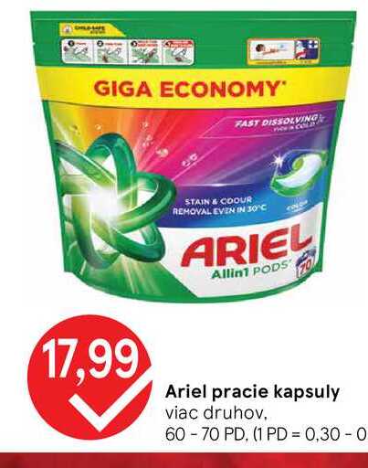 Ariel pracie kapsuly viac druhov 60-70 PD