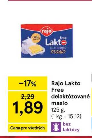 Rajo Lakto Free delaktózované maslo 125 g