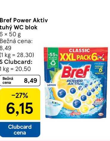 Bref Power Aktiv tuhý WC blok 6 x 50 g