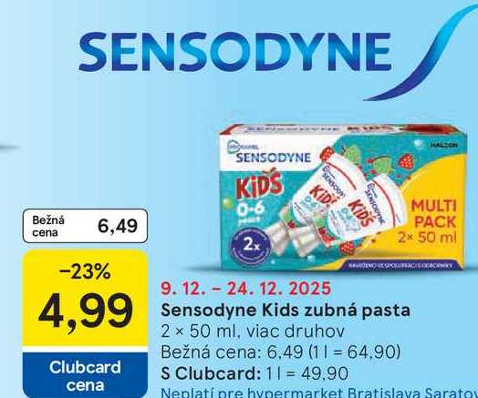 Sensodyne Kids zubná pasta 2 x 50 ml