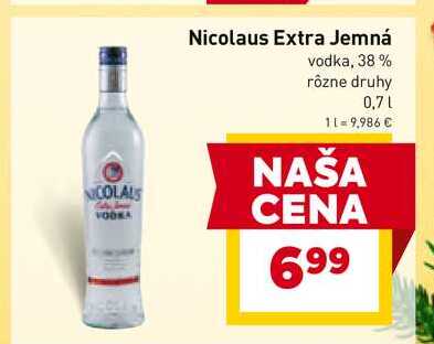 Nicolaus Extra Jemná vodka, 38% rôzne druhy 0,7l