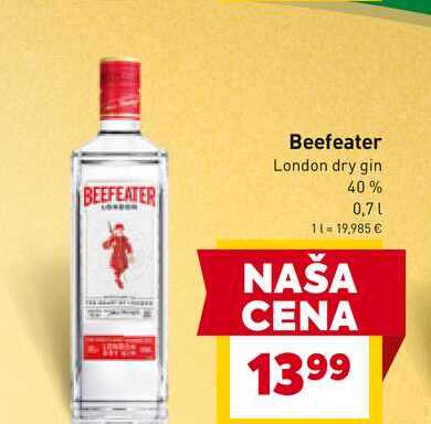 Beefeater London dry gin 40% 0,7l v akcii