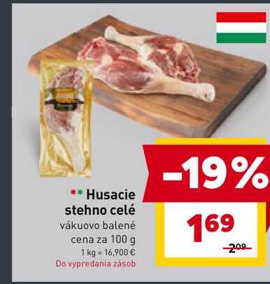 Husacie stehno celé vákuovo balené cena za 100 g