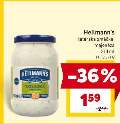 Hellmann's tatárska omáčka, majonéza 210 ml