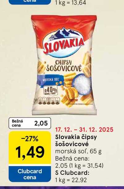 Slovakia čipsy šošovicové morská soľ, 65 g