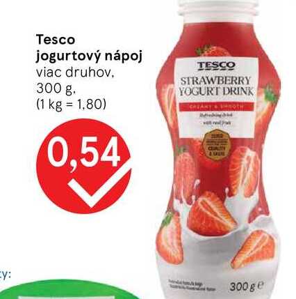 Tesco jogurtový nápoj viac druhov, 300 g