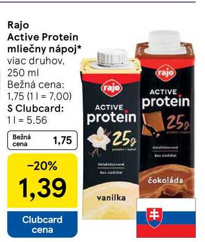 Rajo Active Protein mliečny nápoj viac druhov 250 ml 