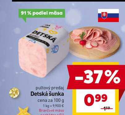 Detská šunka cena za 100 g 