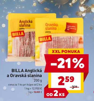 BILLA Anglická a Oravská slanina 200 g 