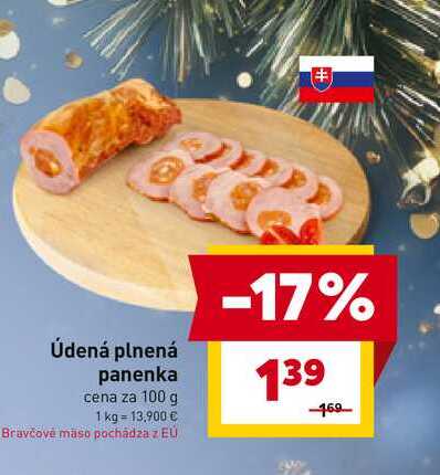 Údená plnená panenka cena za 100 g 