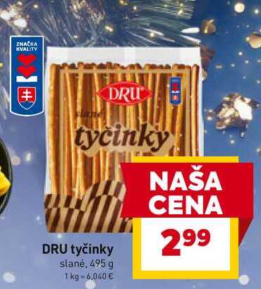 DRU tyčinky slané, 495 g 