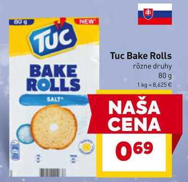 Tuc Bake Rolls rôzne druhy 80 g