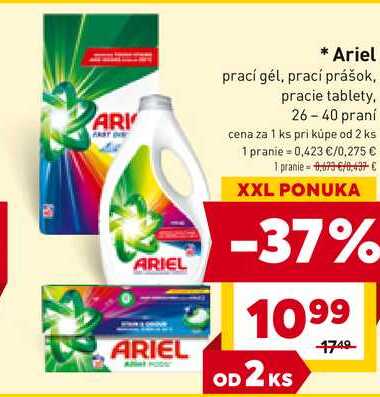 Ariel prací gél, prací prášok, pracie tablety, 26-40 praní 