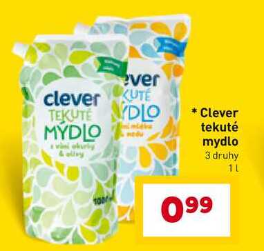 Clever tekuté mydlo 3 druhy 1L