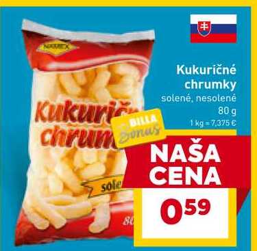 Kukuričné chrumky solené, nesolené 80 g