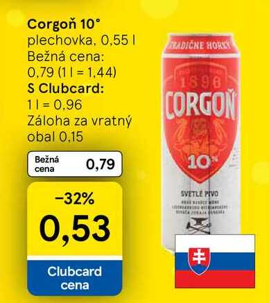Corgoň 10° plechovka, 0,55l