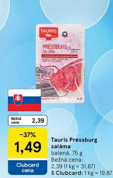 Tauris Pressburg saláma balená, 75 g 