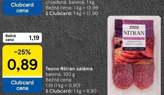 Tesco Nitran saláma balená 100 g