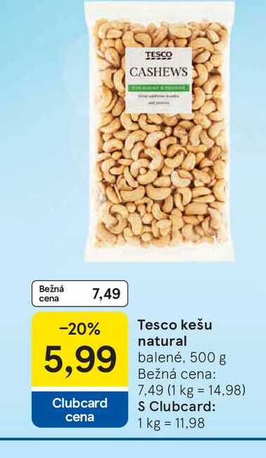 Tesco kešu natural balené, 500 g