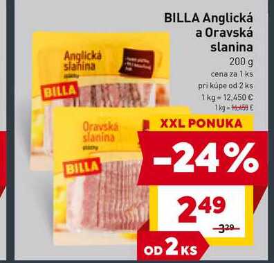 BILLA Anglická a Oravská slanina 200 g 