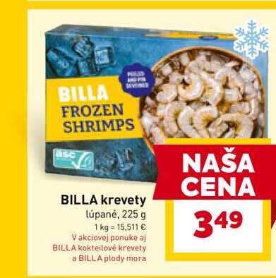 BILLA kokteilovė krevety 225g