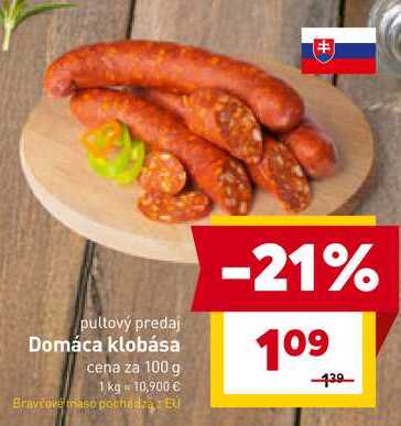 Domáca klobása cena za 100 g
