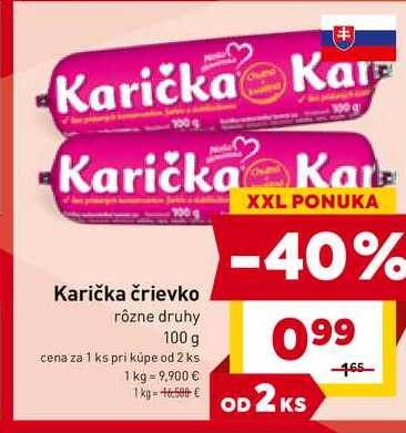 Karička črievko rôzne druhy 100 g
